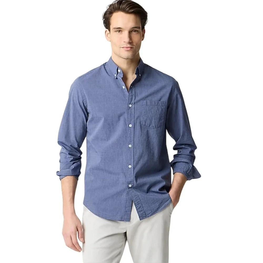 J.‎ Crew Mercantile Flex Mens Blue Button Down Shirt Pocket Long Sleeve NWOT